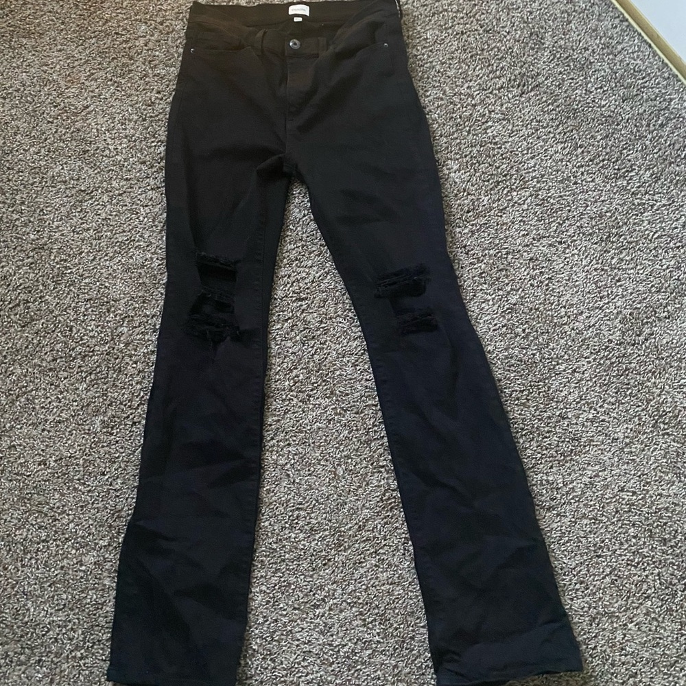 Black Flared Ripped Jeans